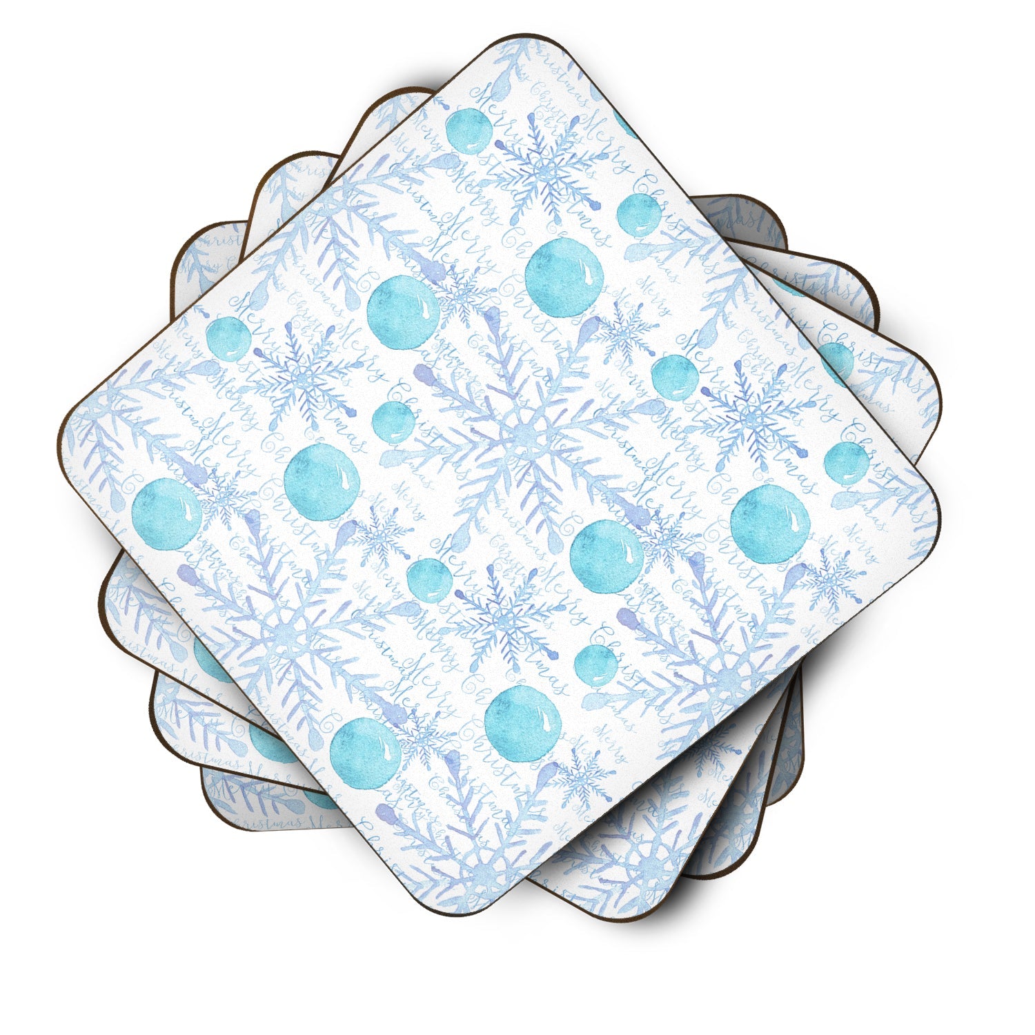 Winter Snowflakes on White Foam Coasters Set of 4 Cup Coasters for Indoor Outdoor, Tabletop Protection, Anti Slip, Mouse pad Material