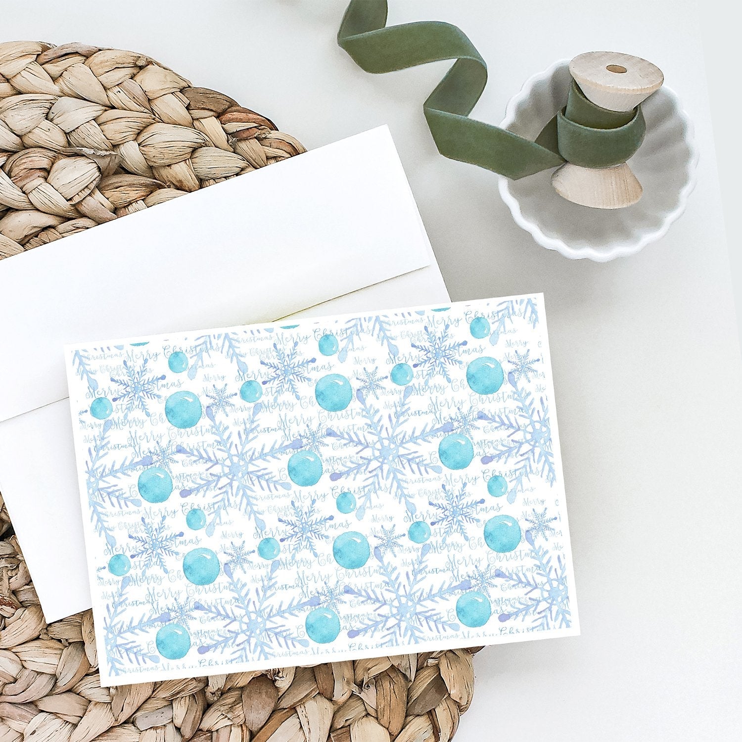 Winter Snowflakes on White Greeting Cards Pack of 8 Blank Cards with Envelopes Whimsical A7 Size 5x7