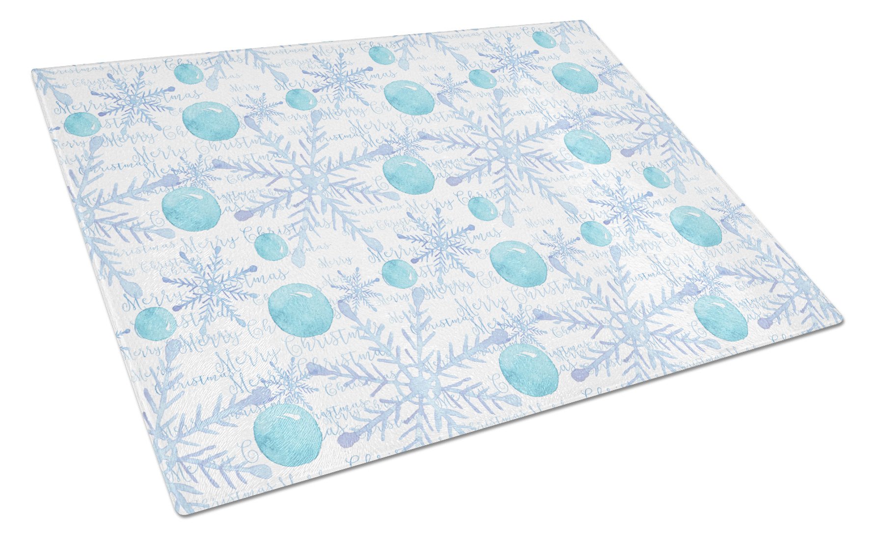 Winter Snowflakes on White Cutting Board Tempered Glass Kitchen Cutting Surface, Heat Resistant Chopping, Non-Slip Feet, Food Prep & Serving