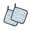 Winter Snowflakes on White Pot Holder Set of 2 Heat Resistant Quilted Hot Pads 7.5 x 7.5 Inch, Insulated Kitchen Trivets for Cooking & Baking