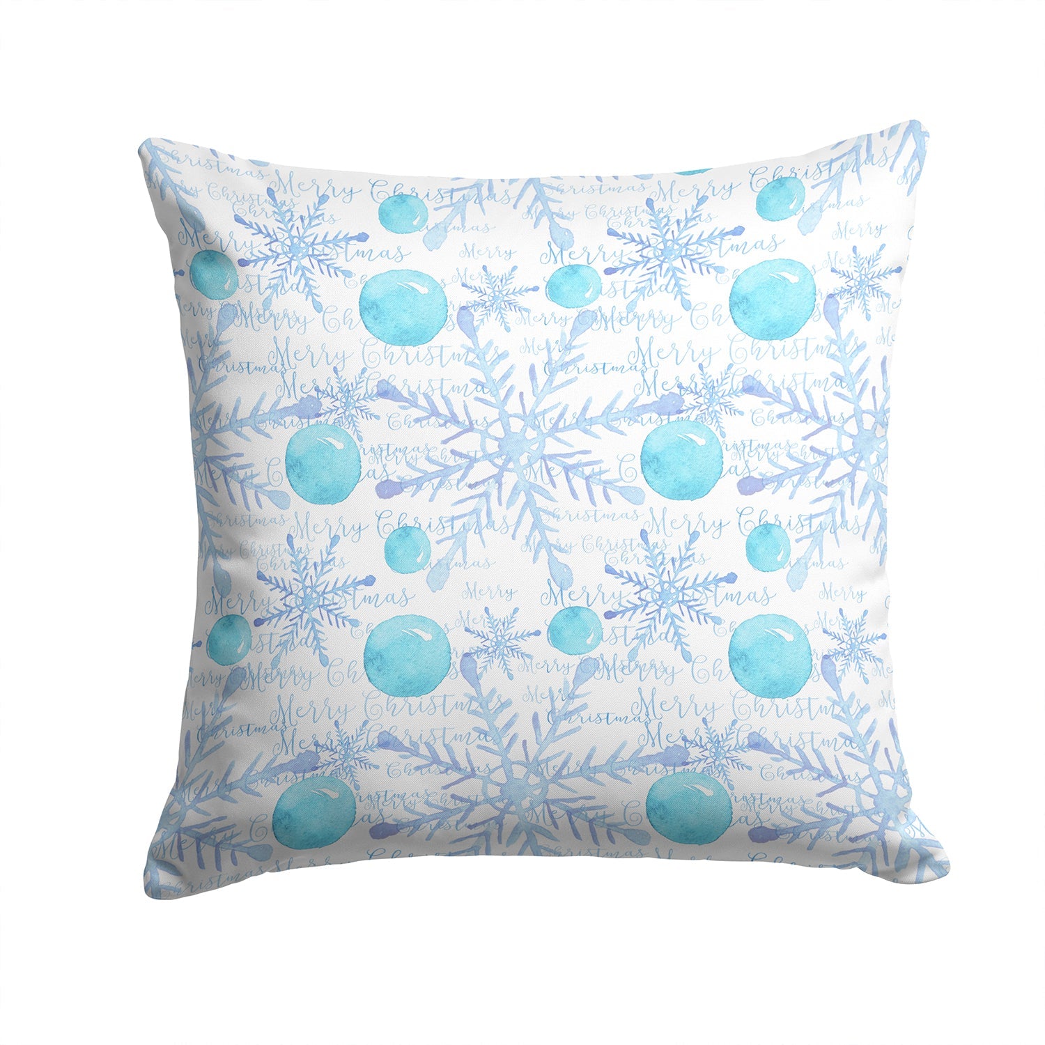 Winter Snowflakes on White Decorative Throw Pillow 14x14 Indoor Outdoor Accent Cushion, Fabric Cover with Insert for Sofa, Bed, Porch & Living Room
