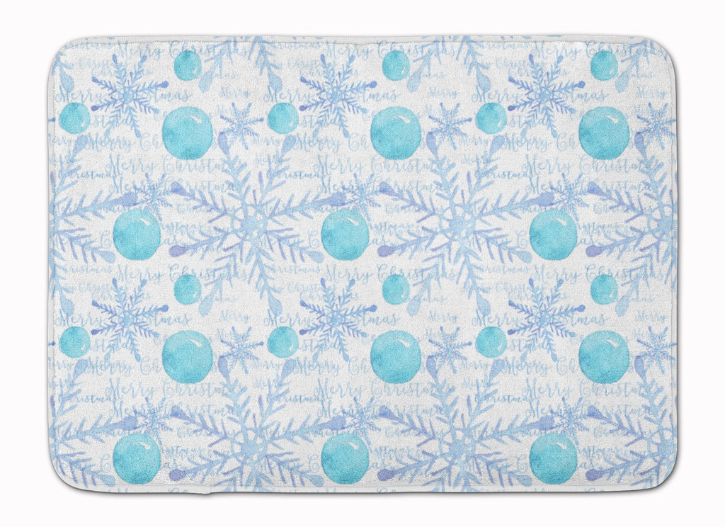 Winter Snowflakes on White Memory Foam Kitchen Mat Machine Washable Anti-Fatigue Cushion Comfort Bath or Kitchen Rug