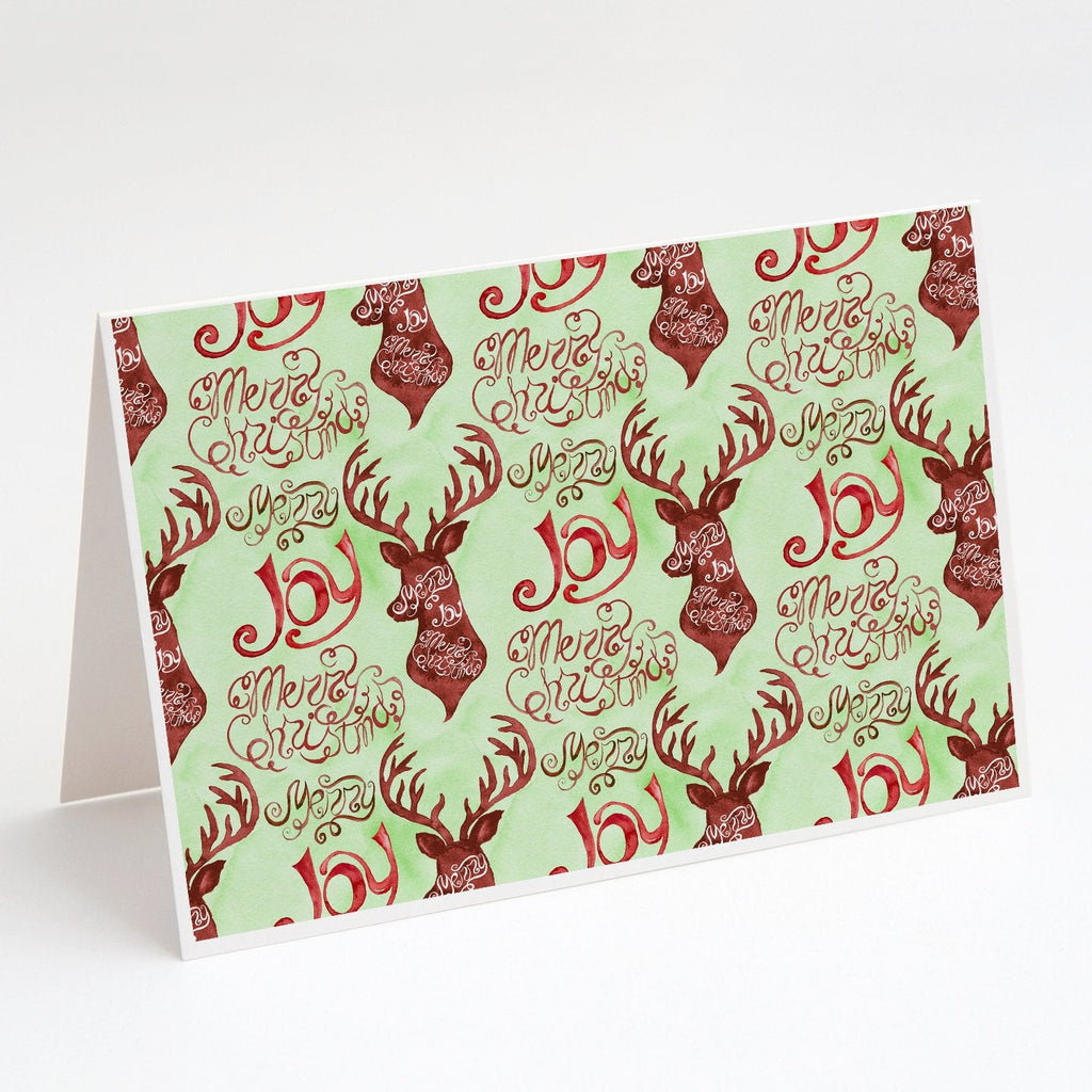 Merry Christmas Joy Reindeer Greeting Cards Pack of 8 Blank Cards with Envelopes Whimsical A7 Size 5x7