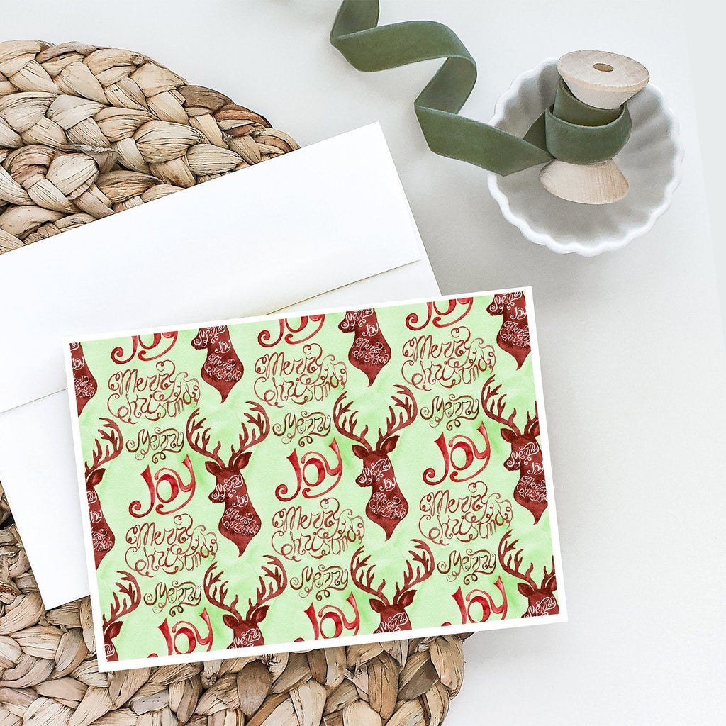Merry Christmas Joy Reindeer Greeting Cards Pack of 8 Blank Cards with Envelopes Whimsical A7 Size 5x7