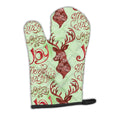 Merry Christmas Joy Reindeer Oven Mitt Heat Resistant Thick Oven Mitt for Hot Pans and Oven, Kitchen Mitt Protect Hands, Cooking Baking Glove