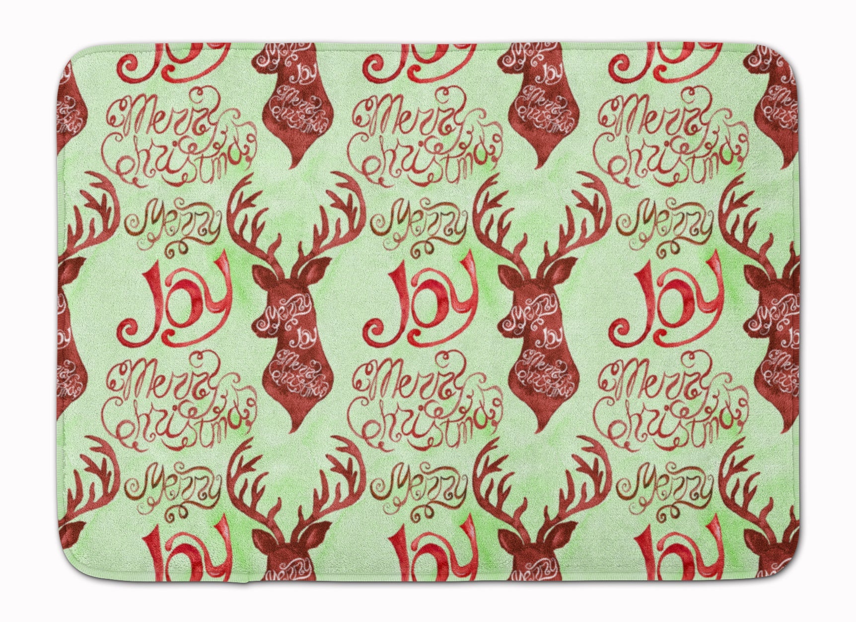 Merry Christmas Joy Reindeer Memory Foam Kitchen Mat Machine Washable Anti-Fatigue Cushion Comfort Bath or Kitchen Rug