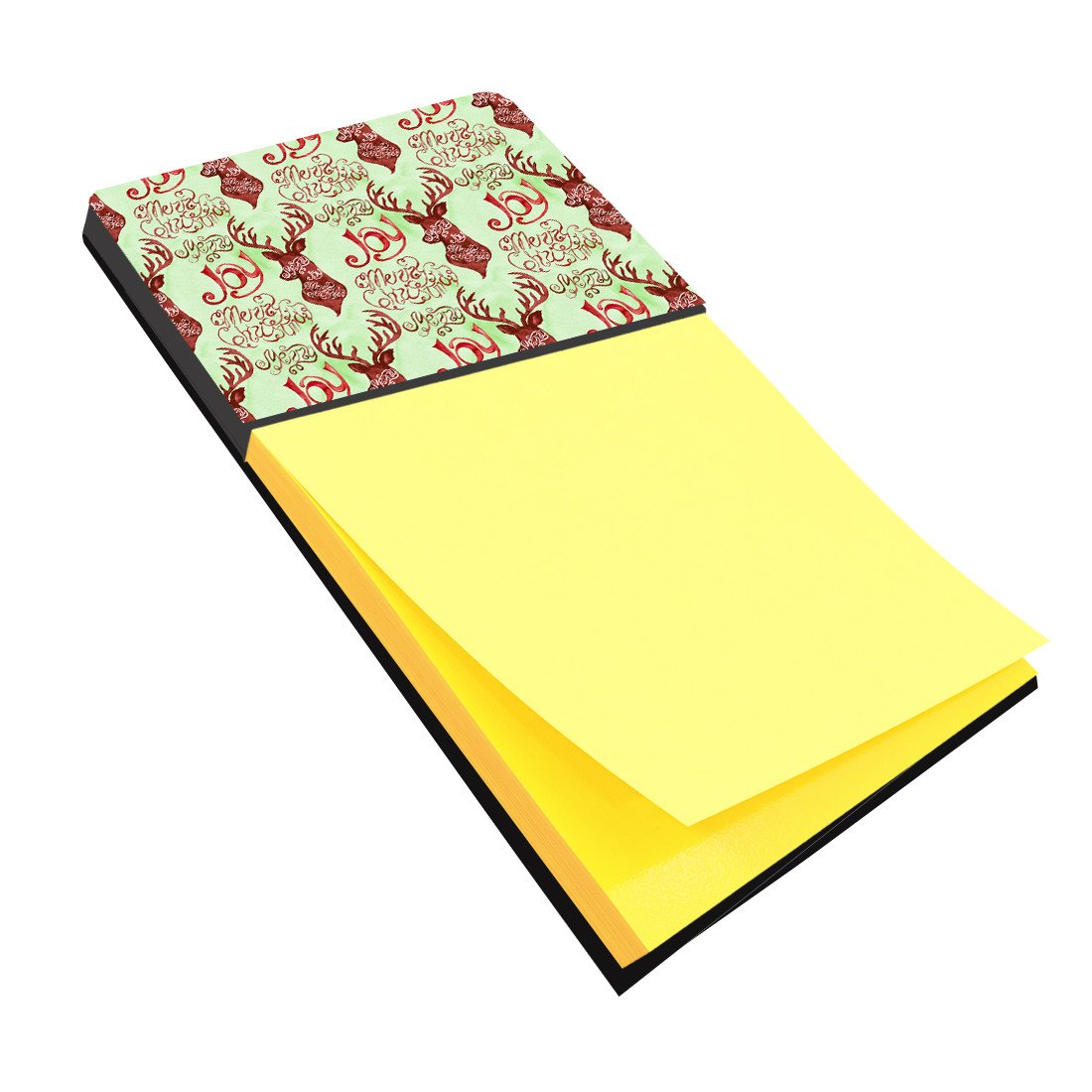 Merry Christmas Joy Reindeer Watercolor Sticky Note Holder Refillable Dispenser Desk Accessory 3x3 Pad Gift