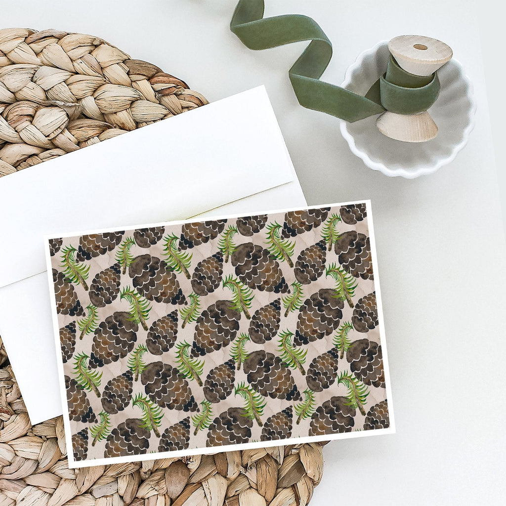 Watercolor Pine Cones Greeting Cards Pack of 8 Blank Cards with Envelopes Whimsical A7 Size 5x7