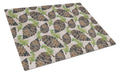 Watercolor Pine Cones Cutting Board Tempered Glass Kitchen Cutting Surface, Heat Resistant Chopping, Non-Slip Feet, Food Prep & Serving