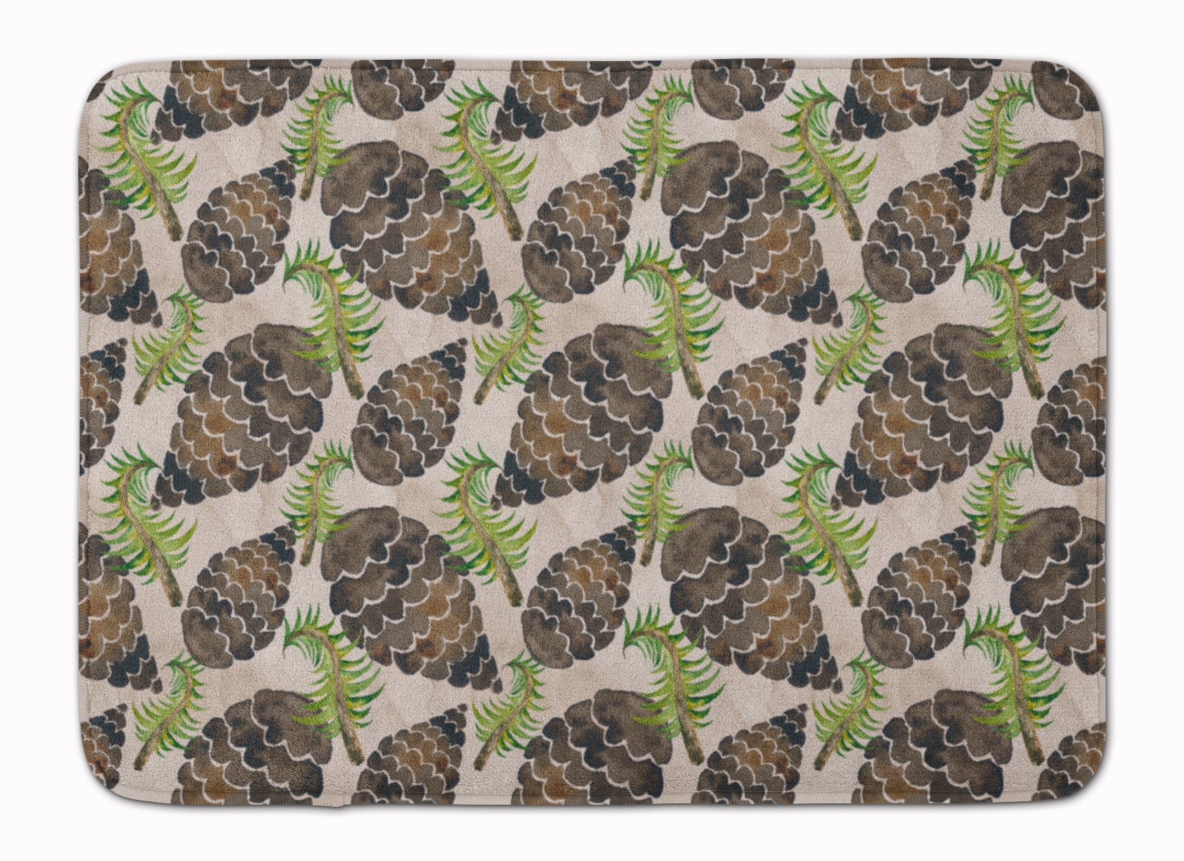 Watercolor Pine Cones Memory Foam Kitchen Mat Machine Washable Anti-Fatigue Cushion Comfort Bath or Kitchen Rug