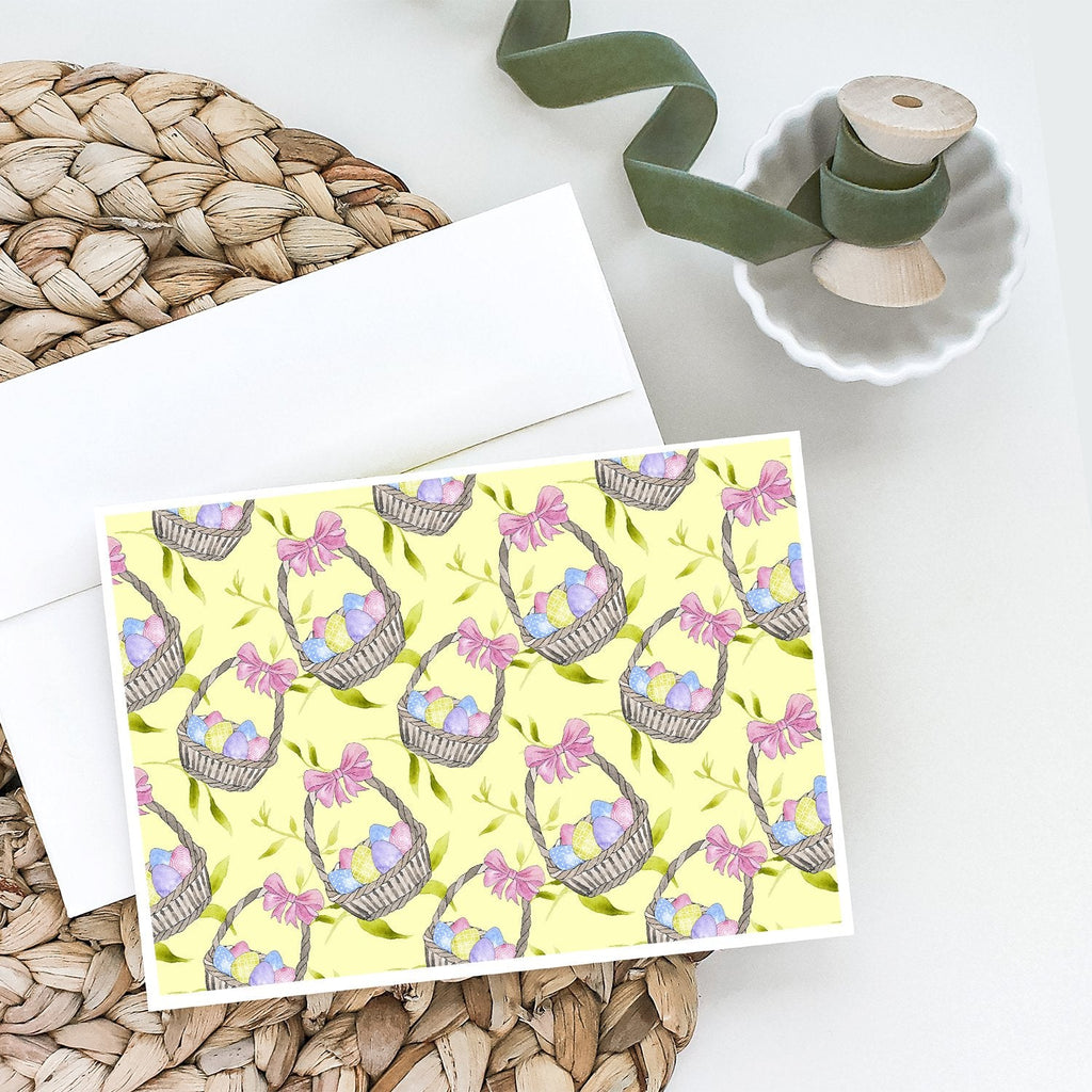 Easter Basket and Eggs Greeting Cards Pack of 8 Blank Cards with Envelopes Whimsical A7 Size 5x7