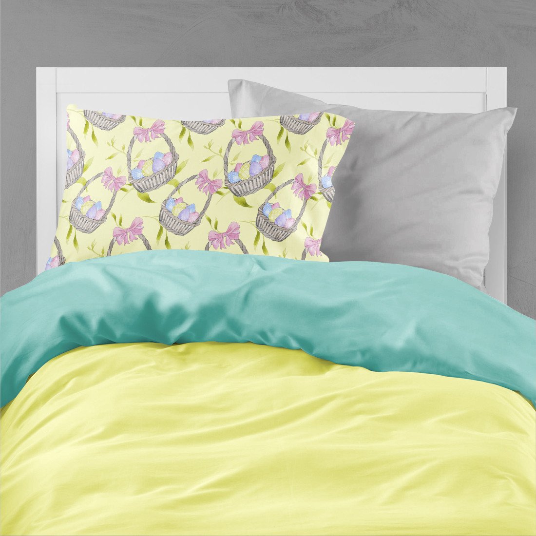 Easter Basket and Eggs Standard Pillowcase Lightweight Super Soft Easy Care Decorative Artwork Pillowcase, Standard