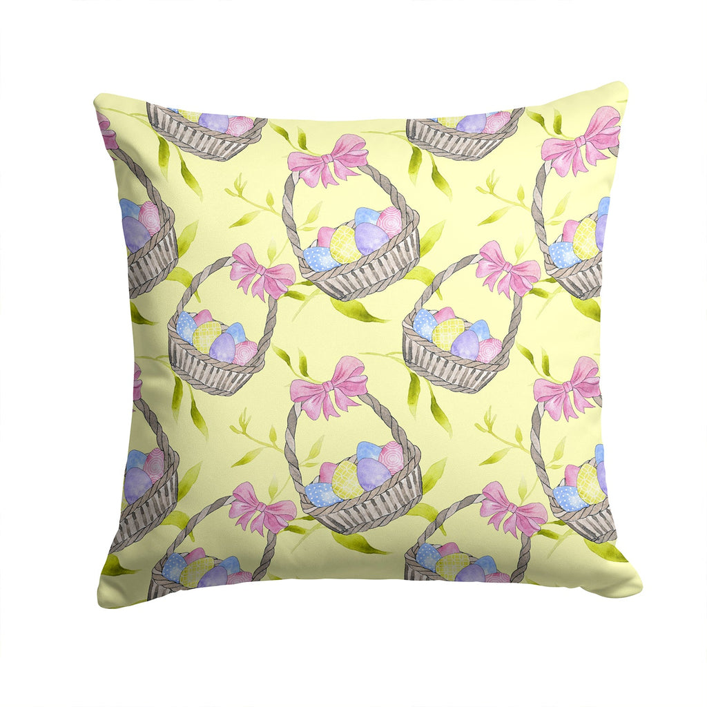 Easter Basket and Eggs Decorative Throw Pillow 14x14 Indoor Outdoor Accent Cushion, Fabric Cover with Insert for Sofa, Bed, Porch & Living Room