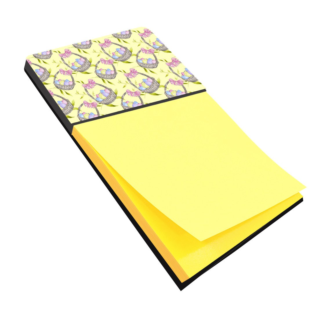 Easter Basket and Eggs Watercolor Sticky Note Holder Refillable Dispenser Desk Accessory 3x3 Pad Gift