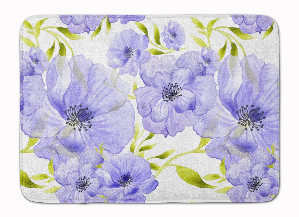 Watercolor Blue Flowers Memory Foam Kitchen Mat Machine Washable Anti-Fatigue Cushion Comfort Bath or Kitchen Rug