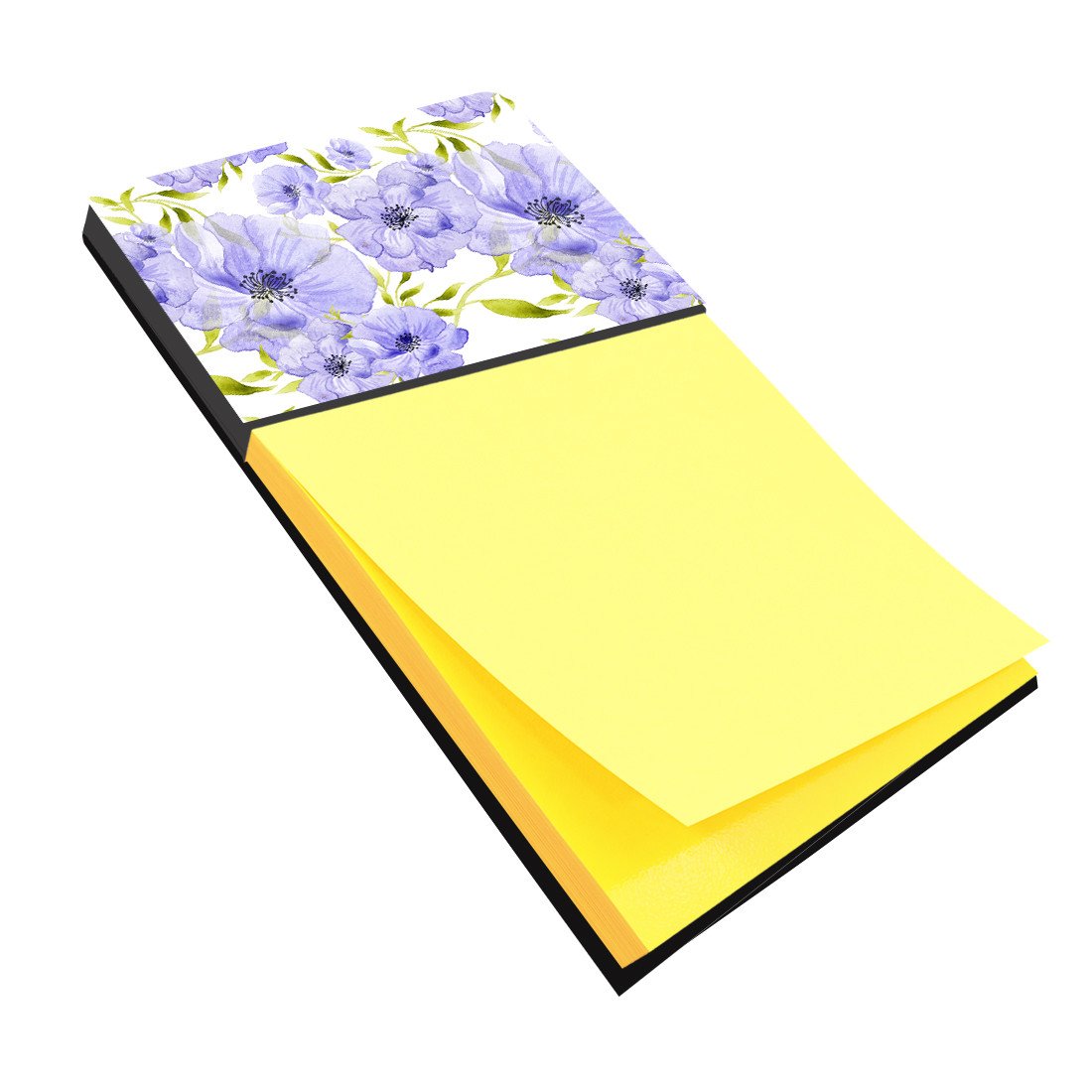 Watercolor Blue Flowers Watercolor Sticky Note Holder Refillable Dispenser Desk Accessory 3x3 Pad Gift