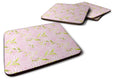 Gemoetric Circles on Pink Watercolor Foam Coasters Set of 4 Cup Coasters for Indoor Outdoor, Tabletop Protection, Anti Slip, Mouse pad Material