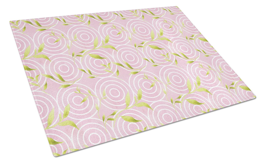 Gemoetric Circles on Pink Watercolor Cutting Board Tempered Glass Kitchen Cutting Surface, Heat Resistant Chopping, Non-Slip Feet, Food Prep & Serving