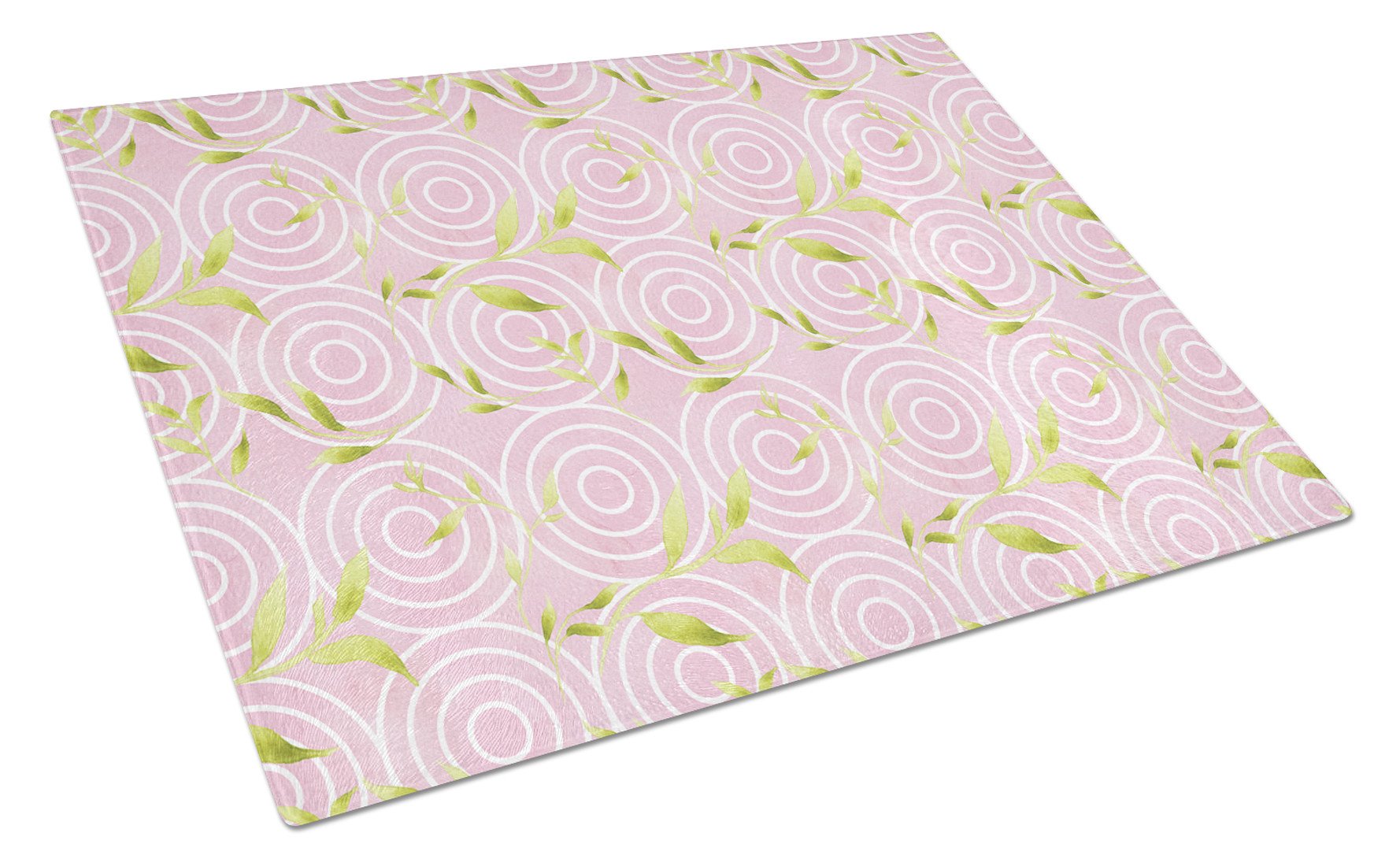 Gemoetric Circles on Pink Watercolor Cutting Board Tempered Glass Kitchen Cutting Surface, Heat Resistant Chopping, Non-Slip Feet, Food Prep & Serving