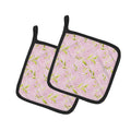 Gemoetric Circles on Pink Watercolor Pot Holder Set of 2 Heat Resistant Quilted Hot Pads 7.5 x 7.5 Inch, Insulated Kitchen Trivets for Cooking & Baking