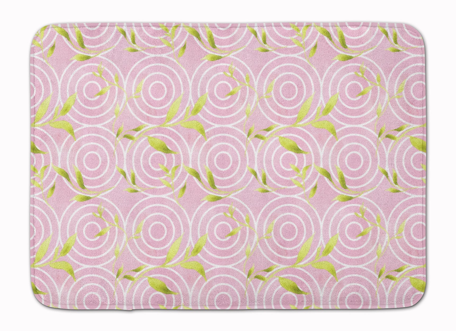 Gemoetric Circles on Pink Watercolor Memory Foam Kitchen Mat Machine Washable Anti-Fatigue Cushion Comfort Bath or Kitchen Rug