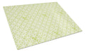 Gemoetric Circles on Green Watercolor Cutting Board Tempered Glass Kitchen Cutting Surface, Heat Resistant Chopping, Non-Slip Feet, Food Prep & Serving