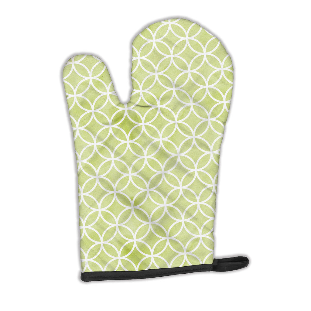 Gemoetric Circles on Green Watercolor Oven Mitt Heat Resistant Thick Oven Mitt for Hot Pans and Oven, Kitchen Mitt Protect Hands, Cooking Baking Glove