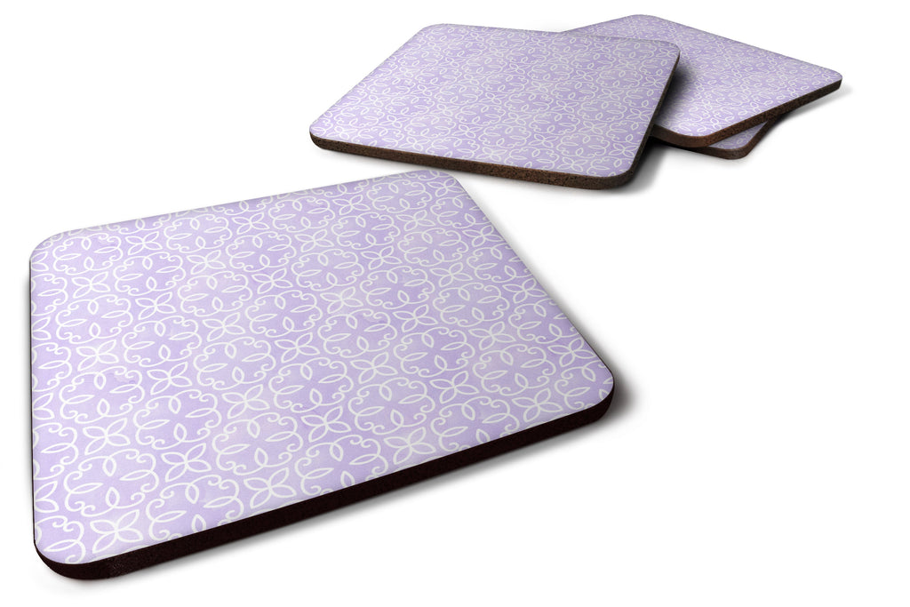 Gemoetric Circles on Purple Watercolor Foam Coasters Set of 4 Cup Coasters for Indoor Outdoor, Tabletop Protection, Anti Slip, Mouse pad Material