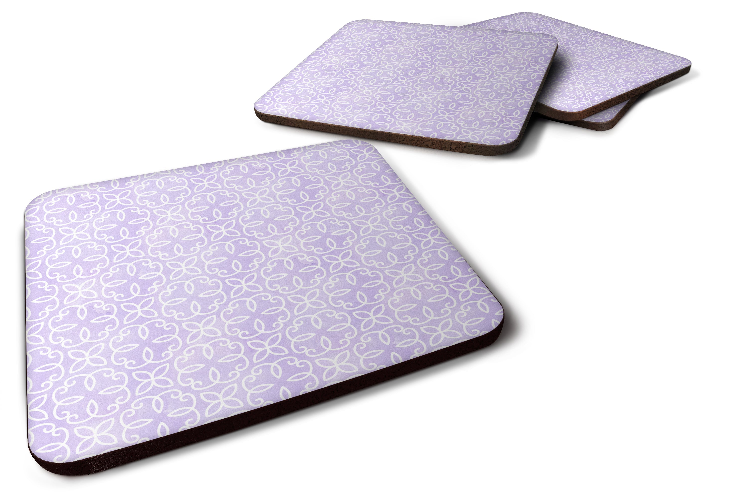 Gemoetric Circles on Purple Watercolor Foam Coasters Set of 4 Cup Coasters for Indoor Outdoor, Tabletop Protection, Anti Slip, Mouse pad Material