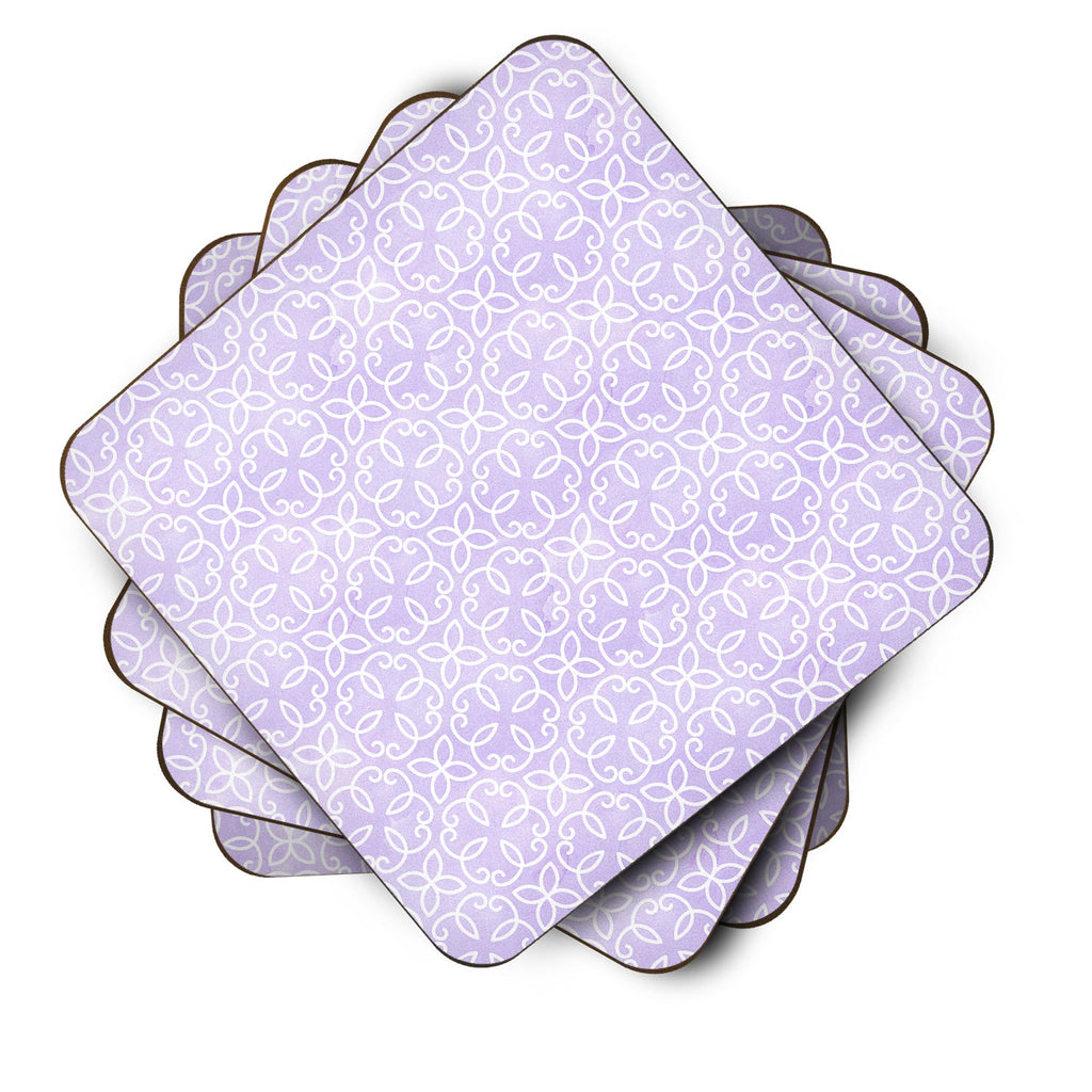 Gemoetric Circles on Purple Watercolor Foam Coasters Set of 4 Cup Coasters for Indoor Outdoor, Tabletop Protection, Anti Slip, Mouse pad Material