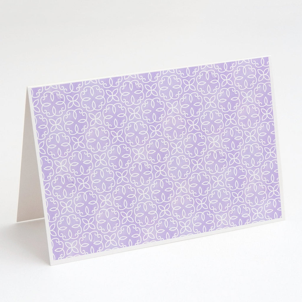 Gemoetric Circles on Purple Watercolor Greeting Cards Pack of 8 Blank Cards with Envelopes Whimsical A7 Size 5x7