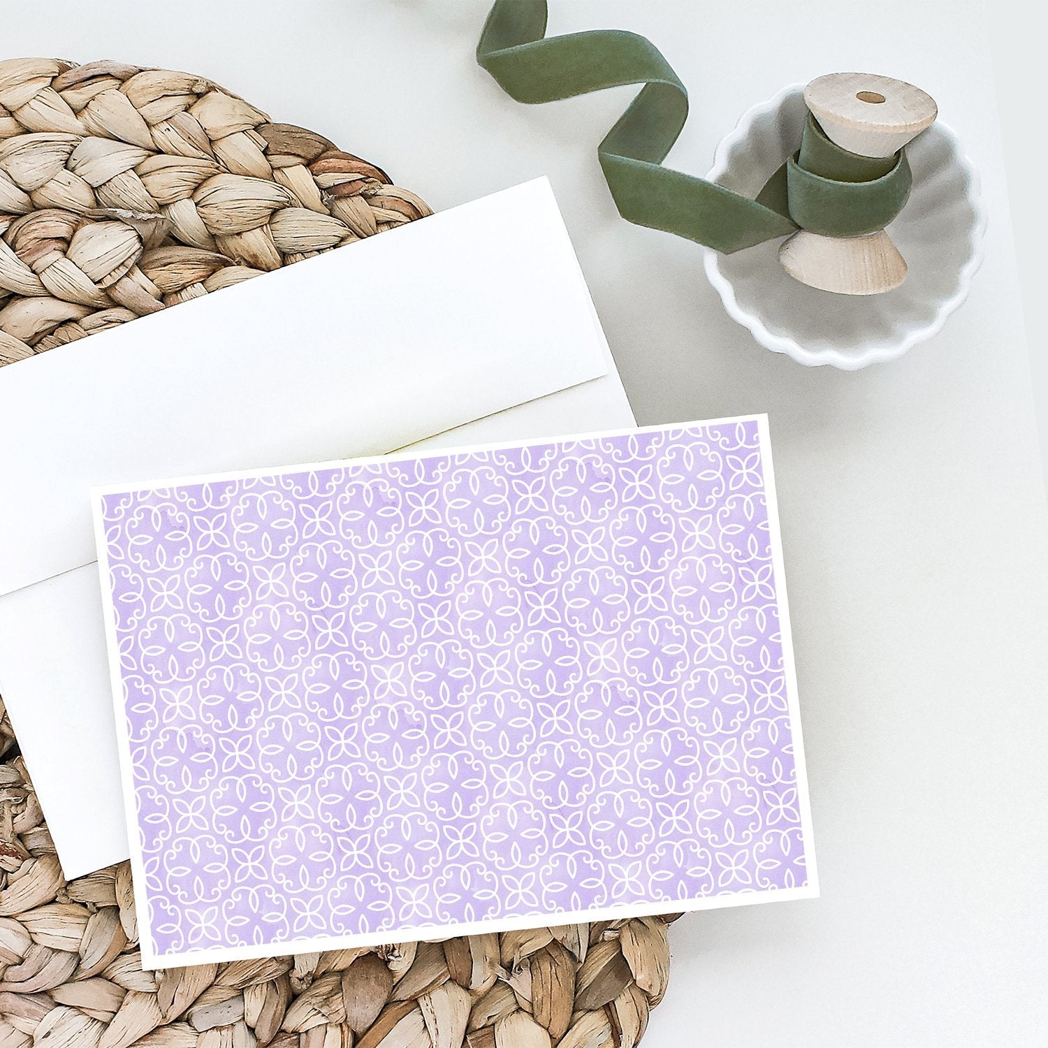 Gemoetric Circles on Purple Watercolor Greeting Cards Pack of 8 Blank Cards with Envelopes Whimsical A7 Size 5x7
