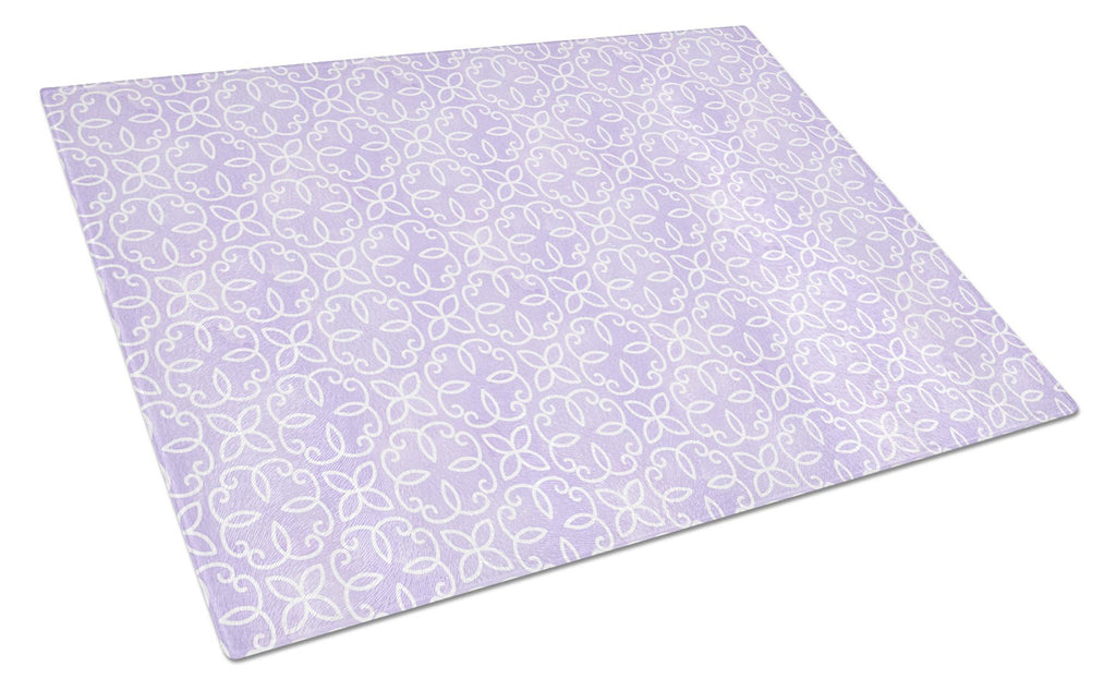 Gemoetric Circles on Purple Watercolor Cutting Board Tempered Glass Kitchen Cutting Surface, Heat Resistant Chopping, Non-Slip Feet, Food Prep & Serving