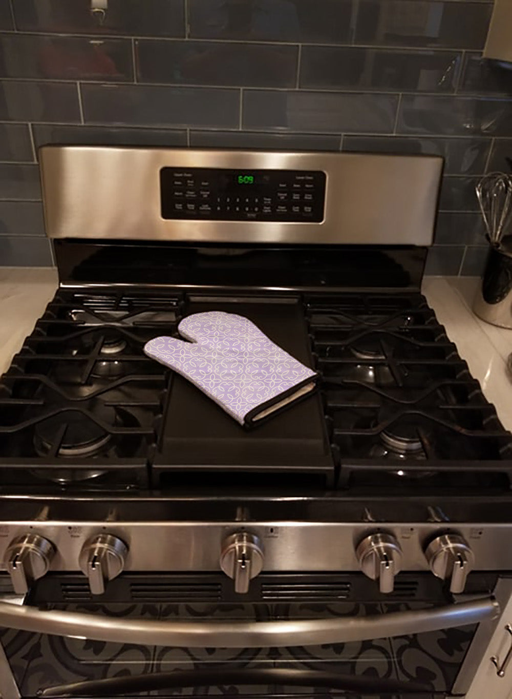 Gemoetric Circles on Purple Watercolor Oven Mitt Heat Resistant Thick Oven Mitt for Hot Pans and Oven, Kitchen Mitt Protect Hands, Cooking Baking Glove
