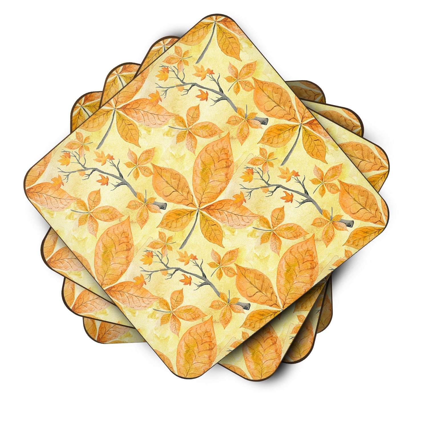 Fall Leaves and Branches Foam Coasters Set of 4 Cup Coasters for Indoor Outdoor, Tabletop Protection, Anti Slip, Mouse pad Material