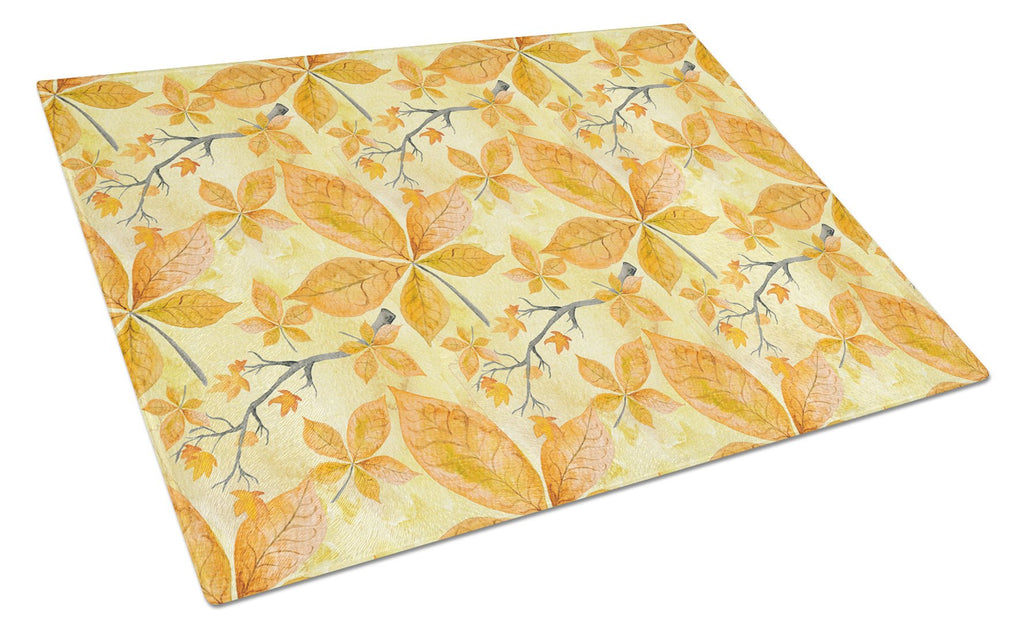 Fall Leaves and Branches Cutting Board Tempered Glass Kitchen Cutting Surface, Heat Resistant Chopping, Non-Slip Feet, Food Prep & Serving