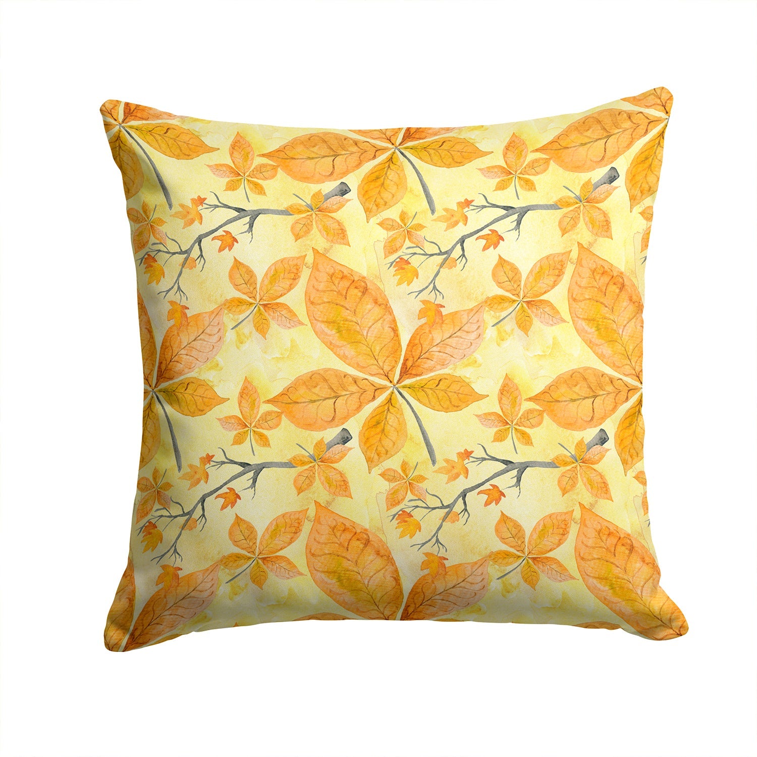 Fall Leaves and Branches Decorative Throw Pillow 14x14 Indoor Outdoor Accent Cushion, Fabric Cover with Insert for Sofa, Bed, Porch & Living Room