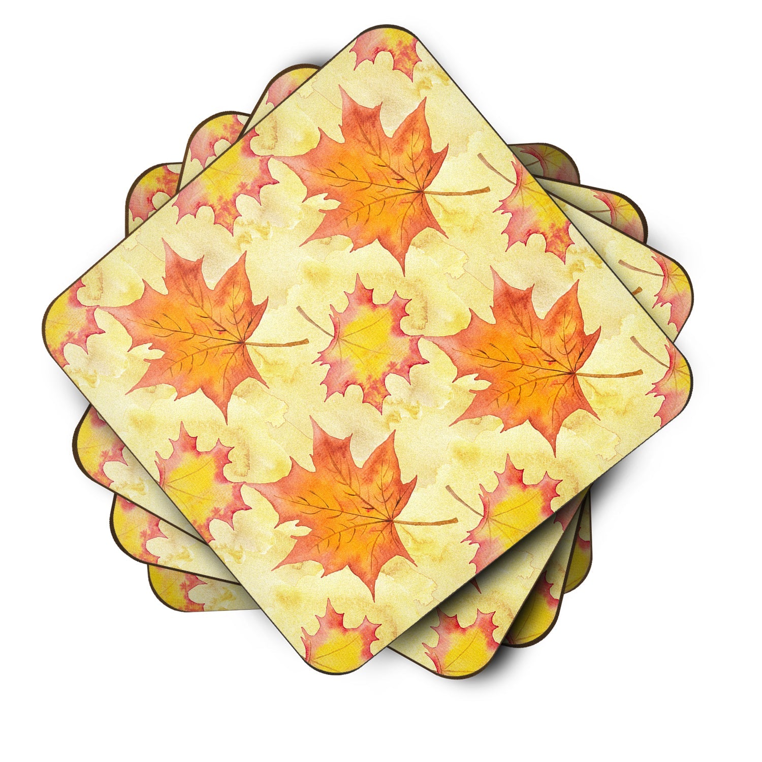 Fall Leaves Scattered Foam Coasters Set of 4 Cup Coasters for Indoor Outdoor, Tabletop Protection, Anti Slip, Mouse pad Material