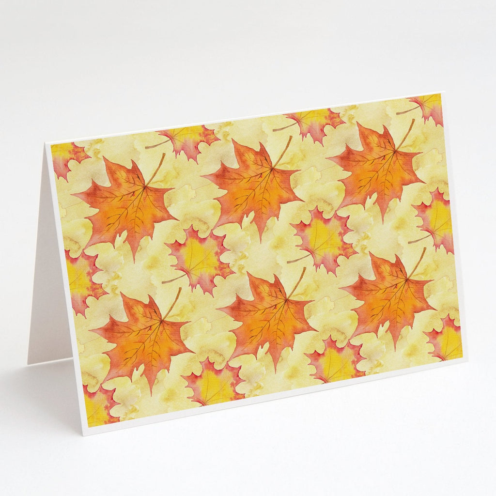 Fall Leaves Scattered Greeting Cards Pack of 8 Blank Cards with Envelopes Whimsical A7 Size 5x7