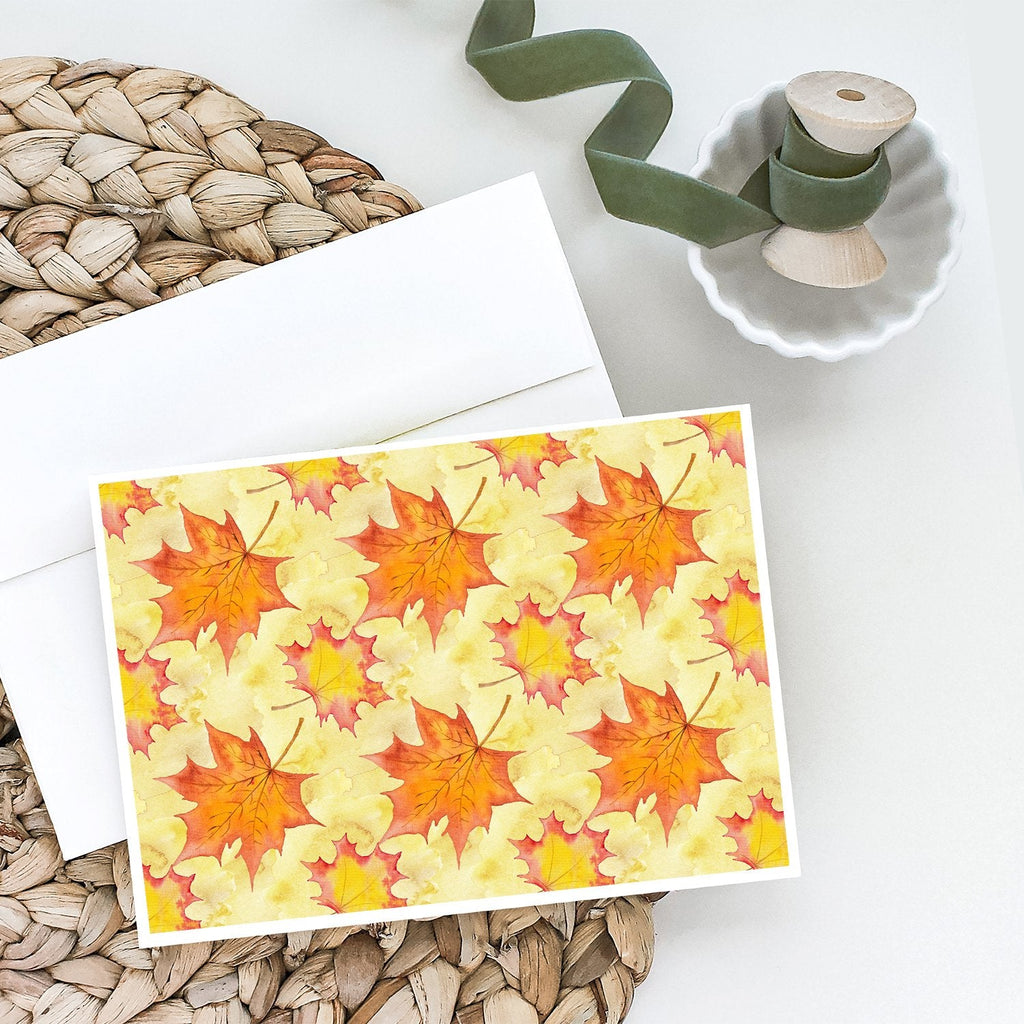 Fall Leaves Scattered Greeting Cards Pack of 8 Blank Cards with Envelopes Whimsical A7 Size 5x7