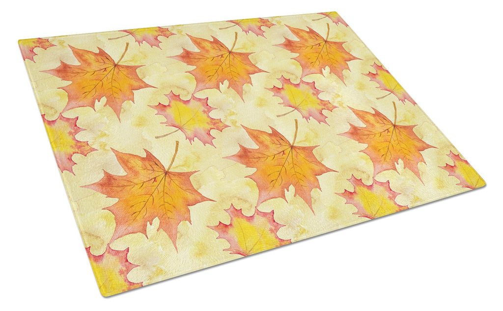 Fall Leaves Scattered Cutting Board Tempered Glass Kitchen Cutting Surface, Heat Resistant Chopping, Non-Slip Feet, Food Prep & Serving