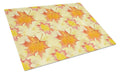 Fall Leaves Scattered Cutting Board Tempered Glass Kitchen Cutting Surface, Heat Resistant Chopping, Non-Slip Feet, Food Prep & Serving