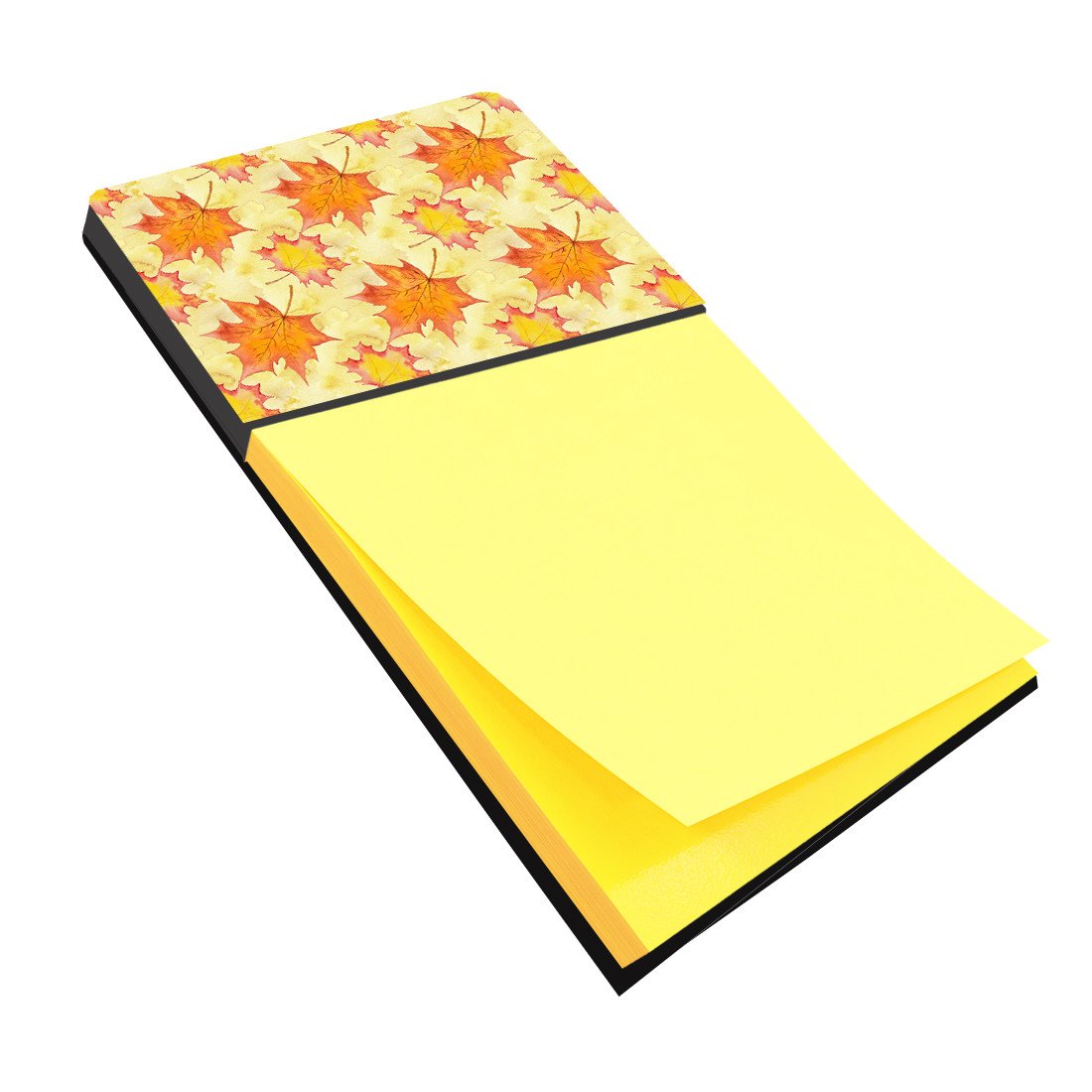 Fall Leaves Scattered Watercolor Sticky Note Holder Refillable Dispenser Desk Accessory 3x3 Pad Gift