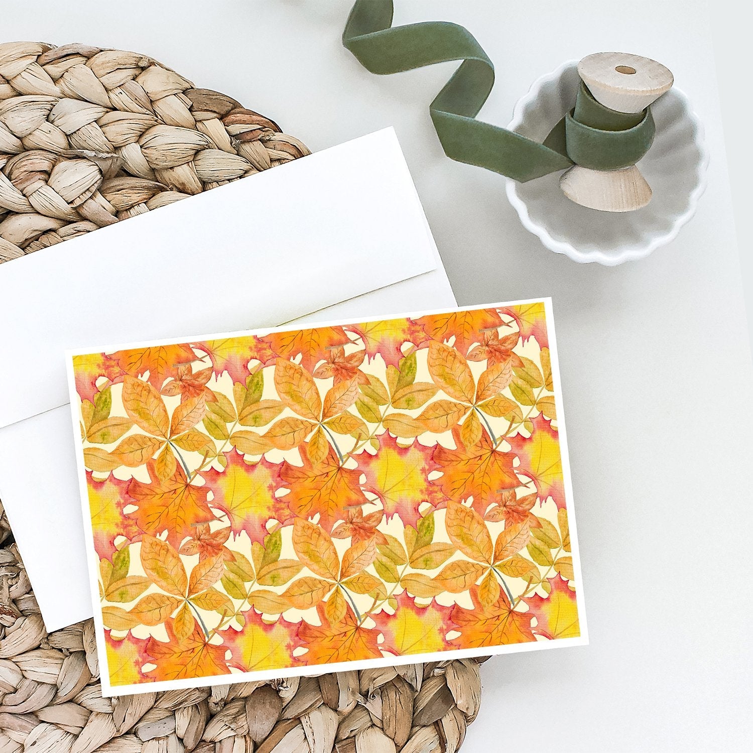 Fall Leaves Watercolor Greeting Cards Pack of 8 Blank Cards with Envelopes Whimsical A7 Size 5x7