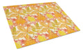 Fall Leaves Watercolor Cutting Board Tempered Glass Kitchen Cutting Surface, Heat Resistant Chopping, Non-Slip Feet, Food Prep & Serving