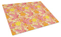 Fall Leaves Watercolor Red Cutting Board Tempered Glass Kitchen Cutting Surface, Heat Resistant Chopping, Non-Slip Feet, Food Prep & Serving