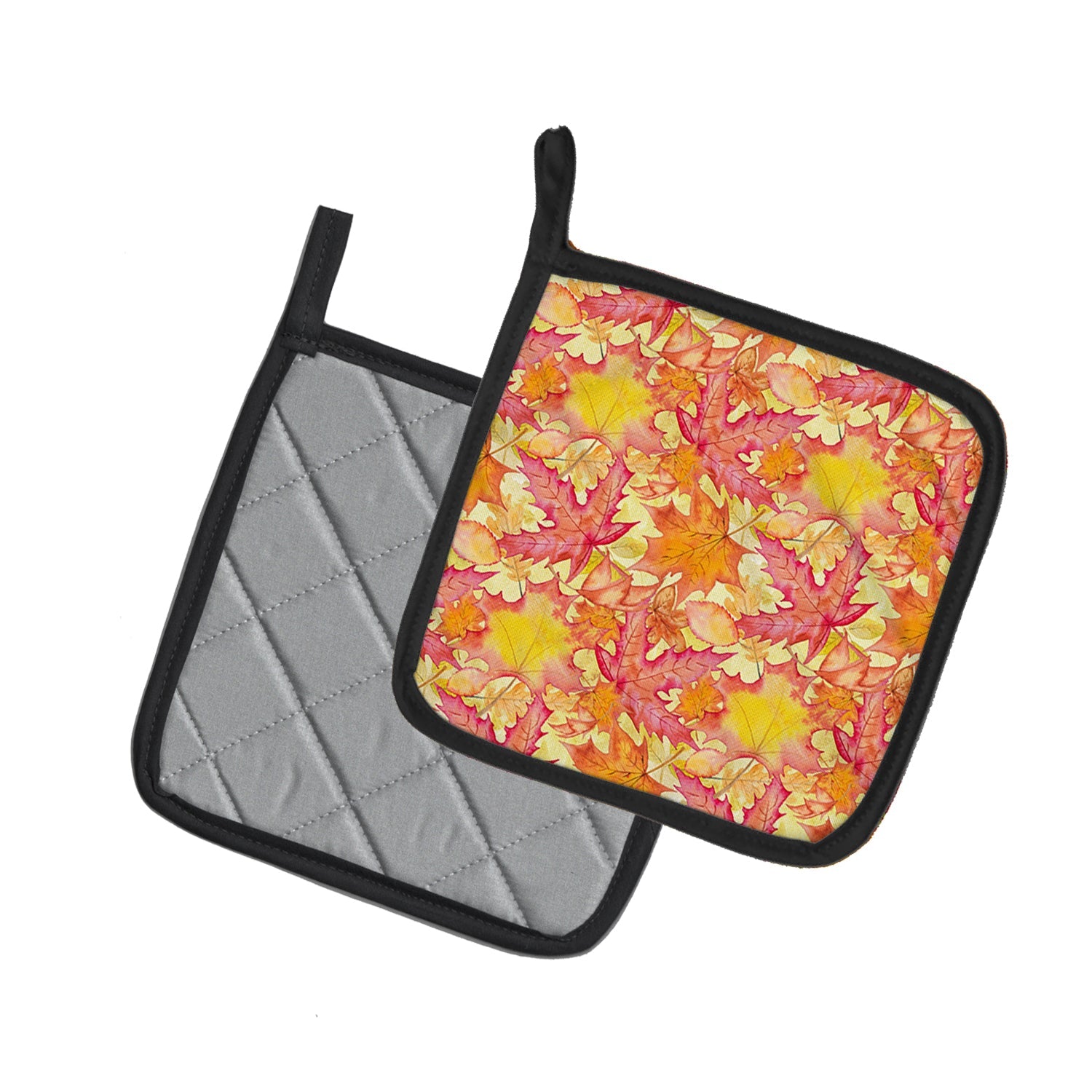 Fall Leaves Watercolor Red Pot Holder Set of 2 Heat Resistant Quilted Hot Pads 7.5 x 7.5 Inch, Insulated Kitchen Trivets for Cooking & Baking