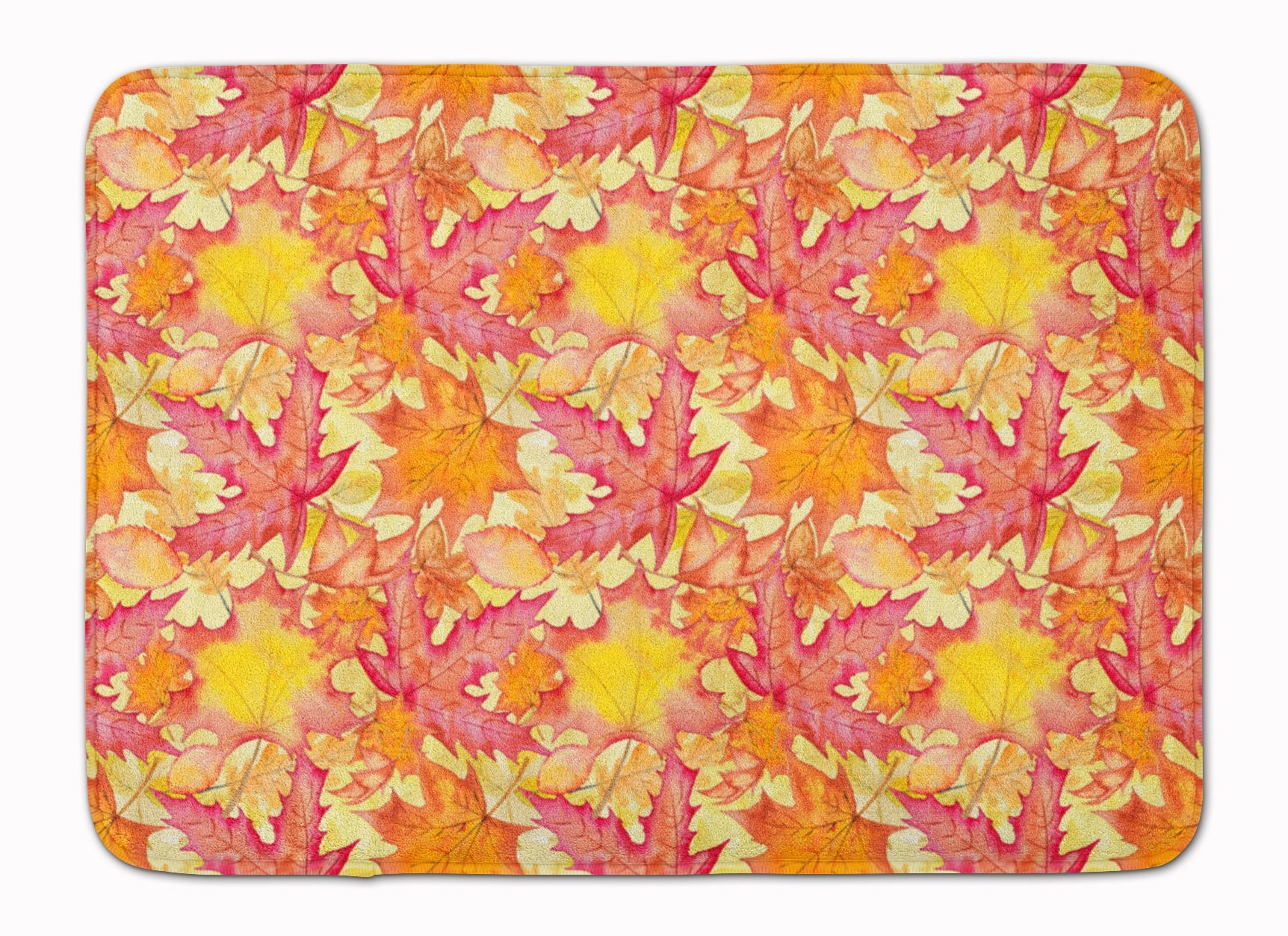 Fall Leaves Watercolor Red Memory Foam Kitchen Mat Machine Washable Anti-Fatigue Cushion Comfort Bath or Kitchen Rug