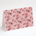 Pink Flowers and Polka Dots Greeting Cards Pack of 8 Blank Cards with Envelopes Whimsical A7 Size 5x7