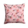 Pink Flowers and Polka Dots Decorative Throw Pillow 14x14 Indoor Outdoor Accent Cushion, Fabric Cover with Insert for Sofa, Bed, Porch & Living Room